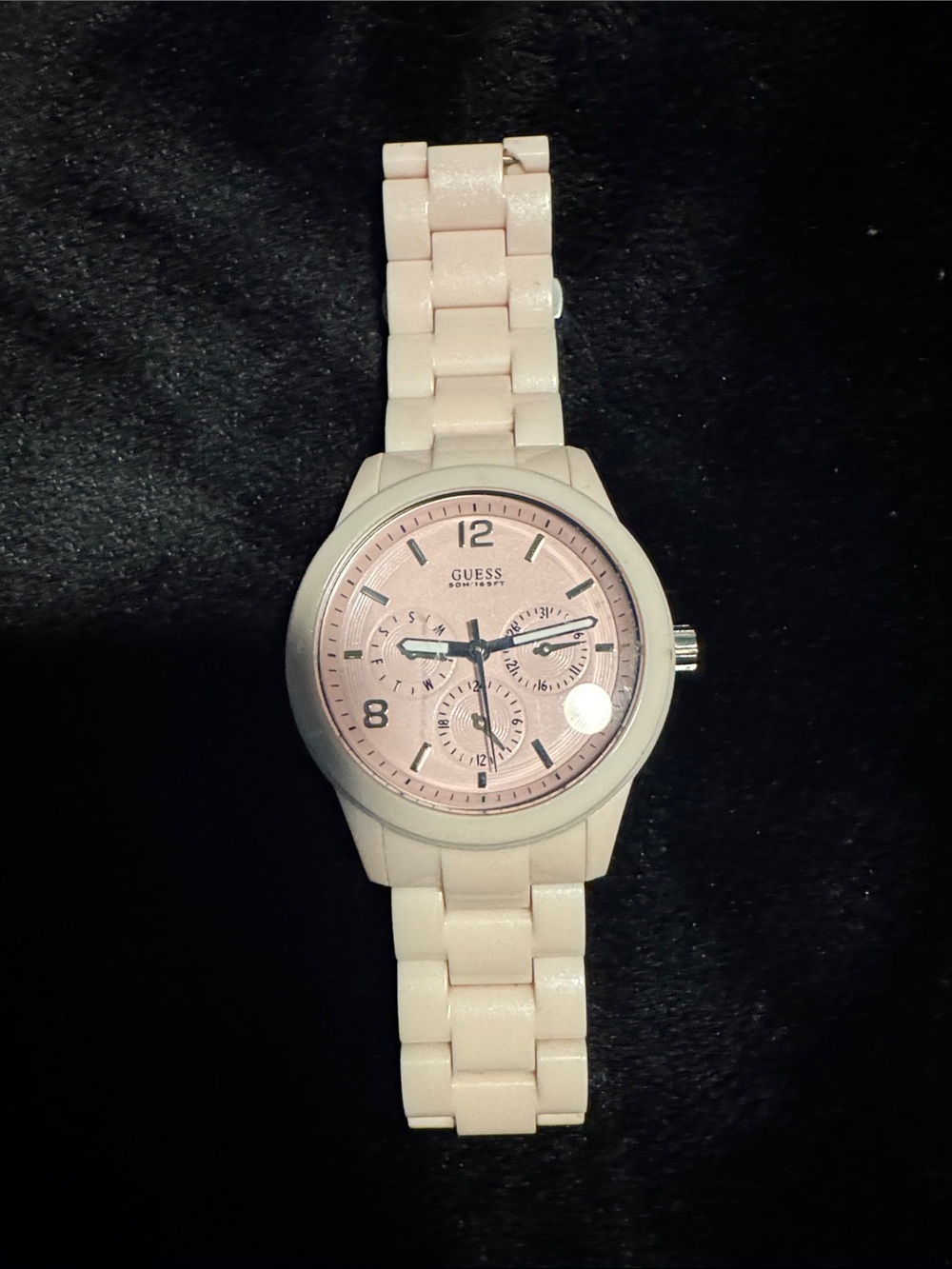 Guess Pink Ceramic Bracelet Chronograph Watch
